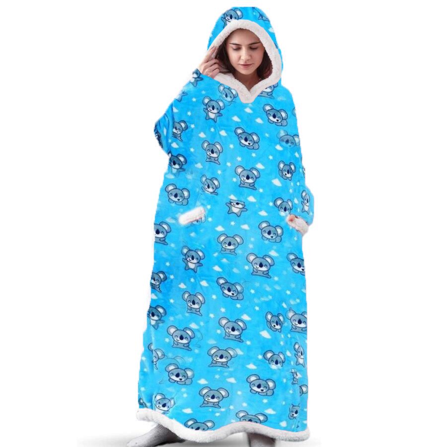 2022 Super Long Flannel Blanket with Sleeves Winter Hoodies Sweatshirt Women Men Pullover Fleece Giant TV Blanket Oversized New alx