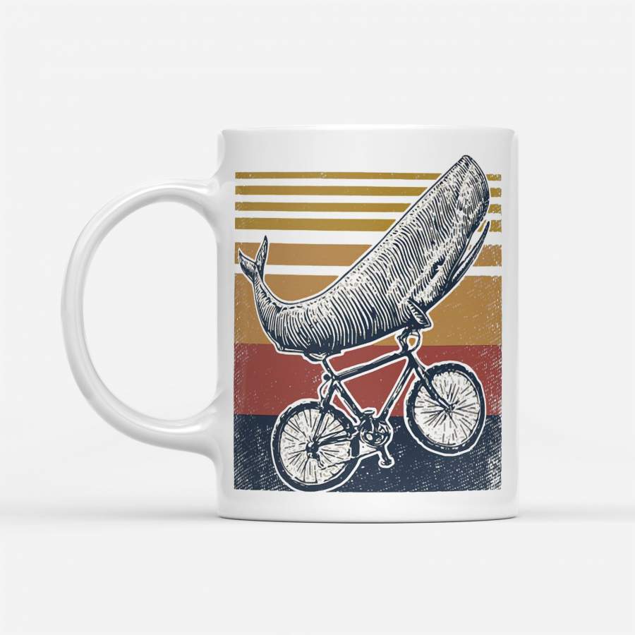 Whale Mountain Biking Vintage Retro – White Mug