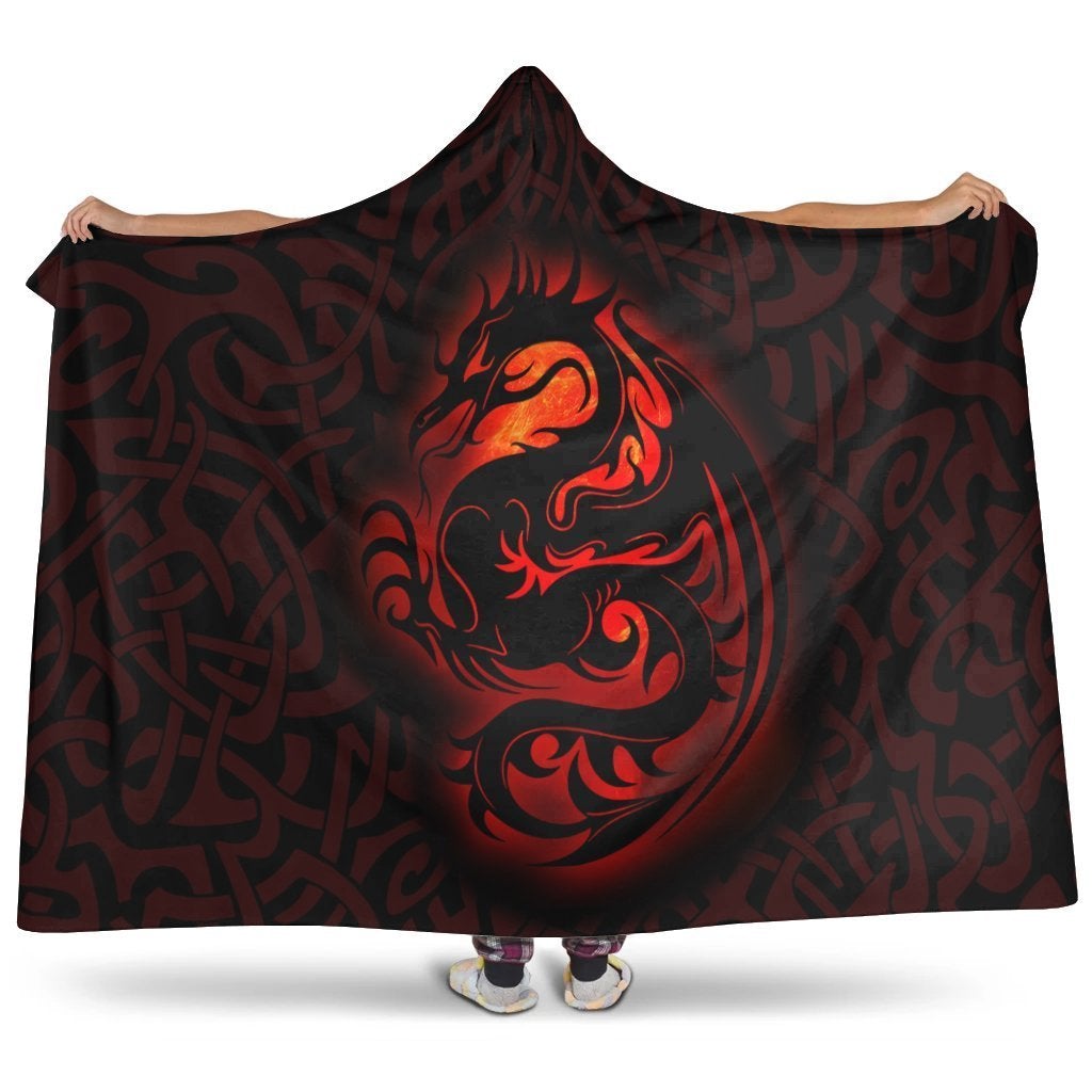 Wales Celtic Hooded Blankets Fury Celtic Dragon With Knot