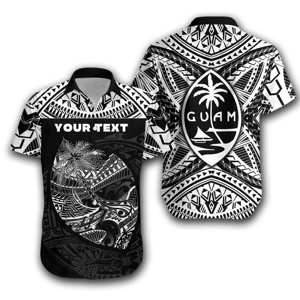 (Custom Personalised) Guam Rugby Hawaiian Shirt Polynesian Patterns – Black – Ver.2 – Lt16