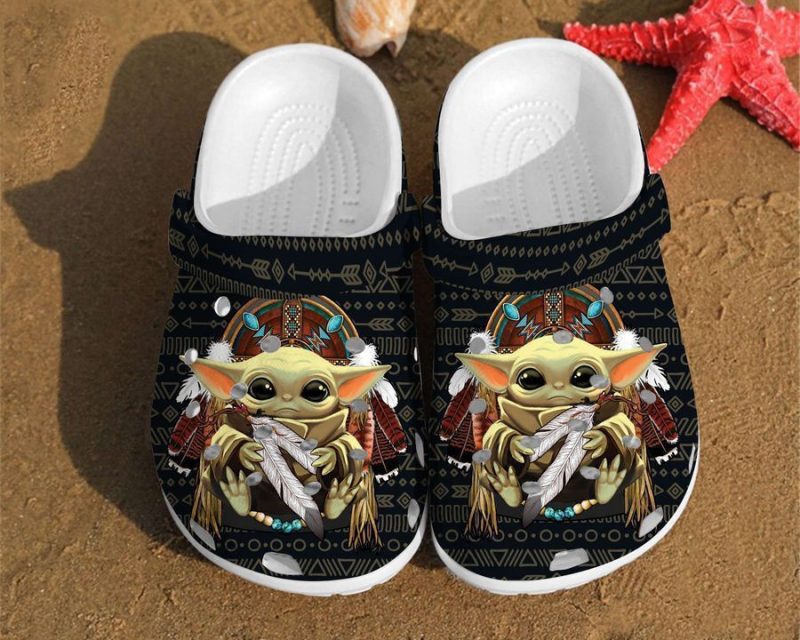 Baby Yoda Native American Unique Gifts For Star Wars Fan Love Independence Us Day Clog Shoes