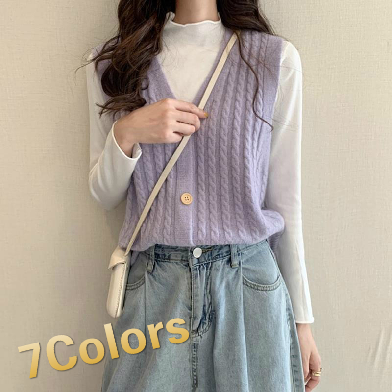 Sweater Vest Women Solid Retro V-neck Sleeveless Knitting Tops Korean Style Ulzzang 3XL Loose Casual Womens Sweaters 7colors New alx