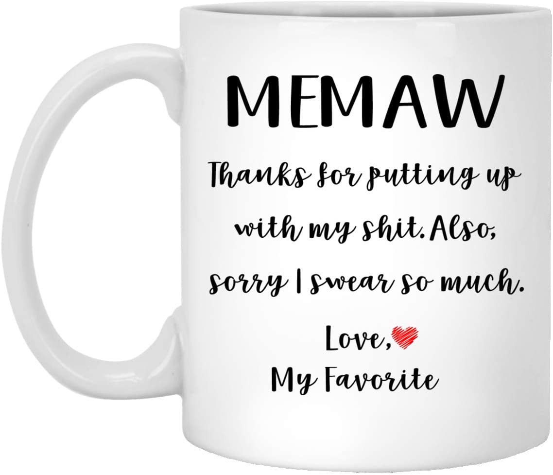 Memaw Gifts From Daughter Son – Mothers Day Gifts For Memaw Birthday Gifts – Funny Memaw Coffee Mug Christmas Gift Ideas For Memaw – White – 11Oz