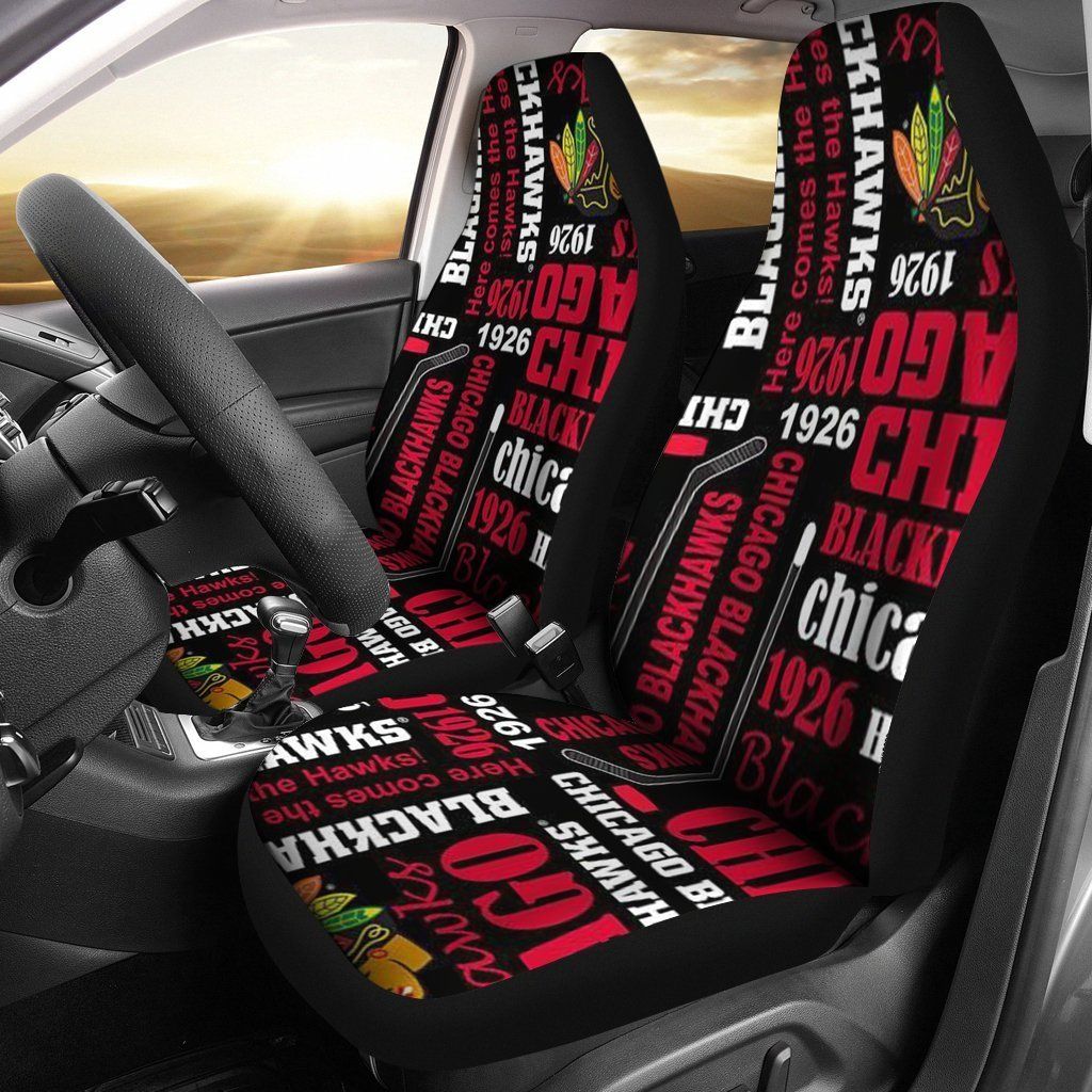 Chicago Blackhawks Car Seat Covers 2pcs v9