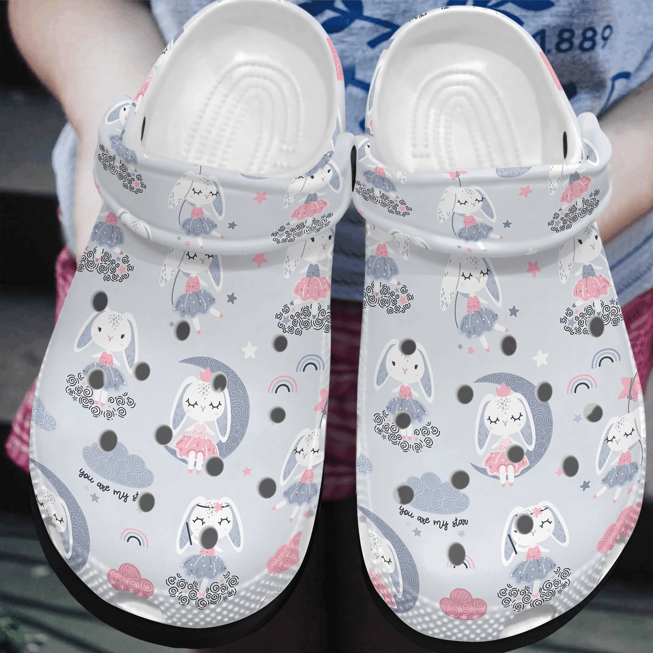 Rabbit Personalized Clog, Custom Name, Text, Color, Number Fashion Style For Women, Men, Kid, Print 3D You Are My Star