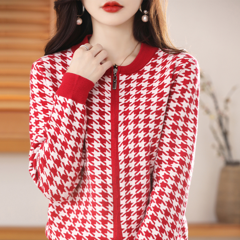 2022 new women’s cardigan women’s cashmere cardigan knitted jacket spring and autumn Korean version zipper cardigan sweater alx