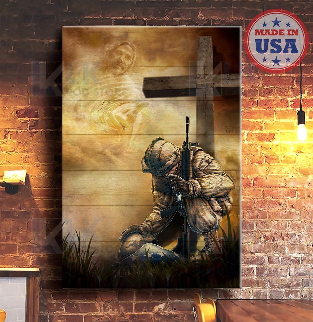 VETERAN – CANVAS Kneel Before God [ID3-P] | Framed, Best Gift, Pet Lover, Housewarming, Wall Art Print, Home Decor