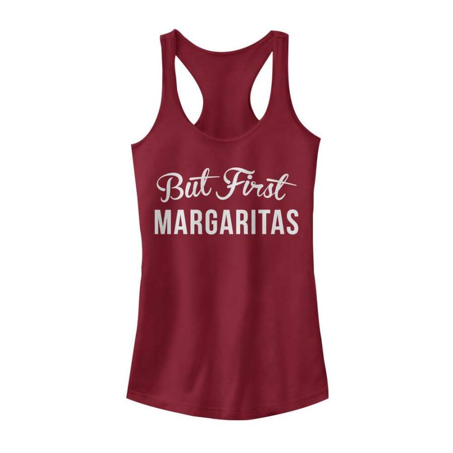 CHIN UP Junior’s But First Margaritas  Racerback Tank Scarlet