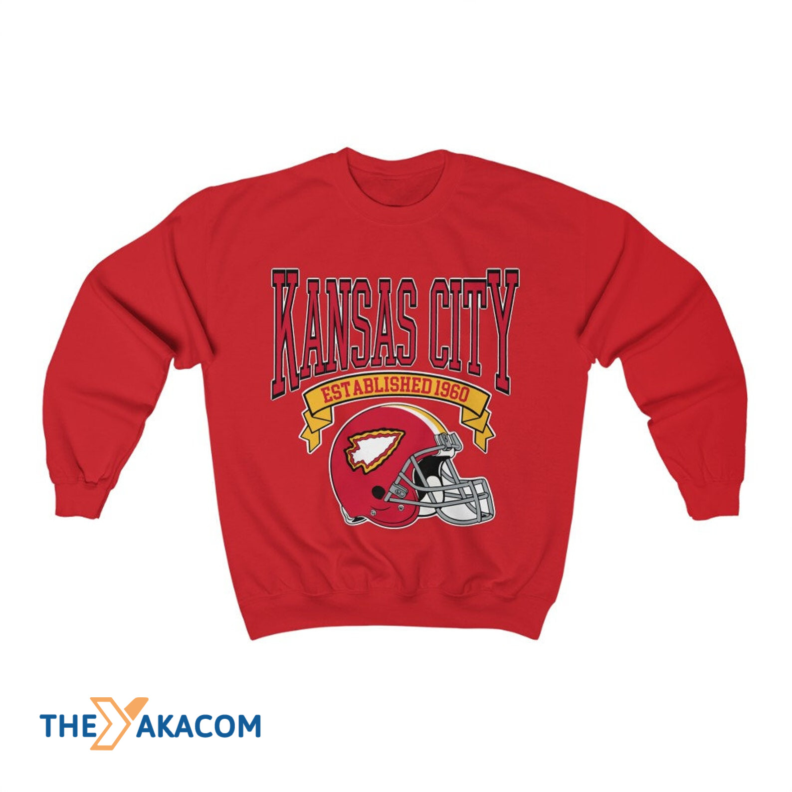 Retro Kansas City Vintage Style Est 1960 Super Bowl Lvii Kc American Football Red Kingdom Red Sweatshirt Long Sleeve Crewneck Casual Pullover Top