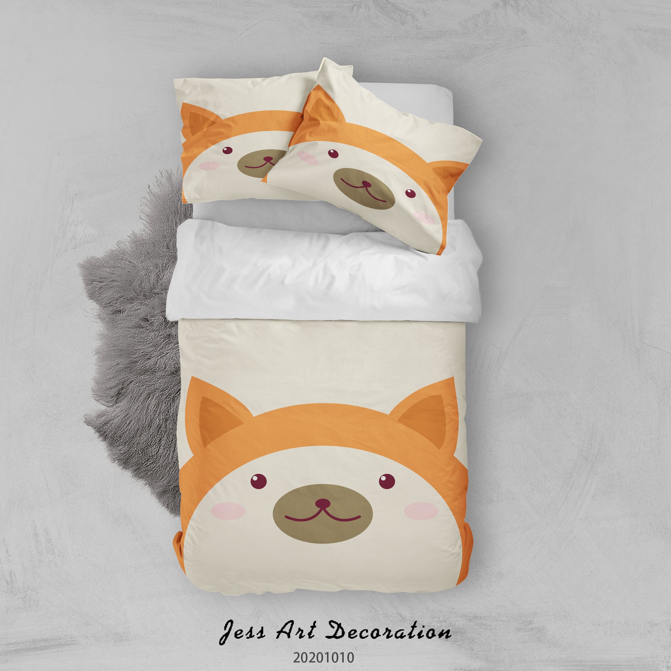 3D Cartoon Cute Animal  Shiba Inu Dog Quilt Cover Set Bedding Set Duvet Cover Pillowcases Wj 9546