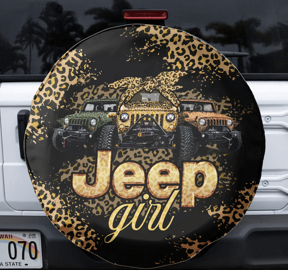 Jeep Girl Leopard Pattern Spare Tire Cover