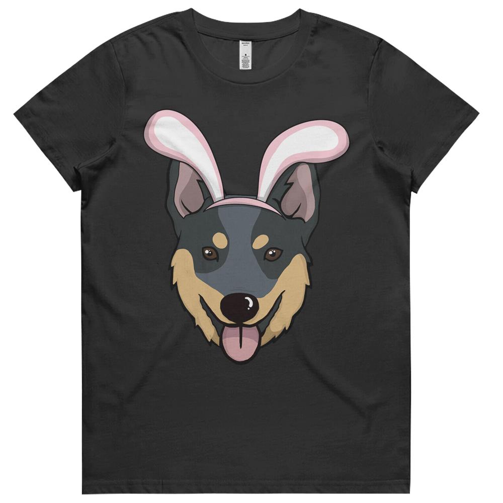 Cute Easter Australian Cattle Dog Bunny Ears Rabbit Womens Tshirts