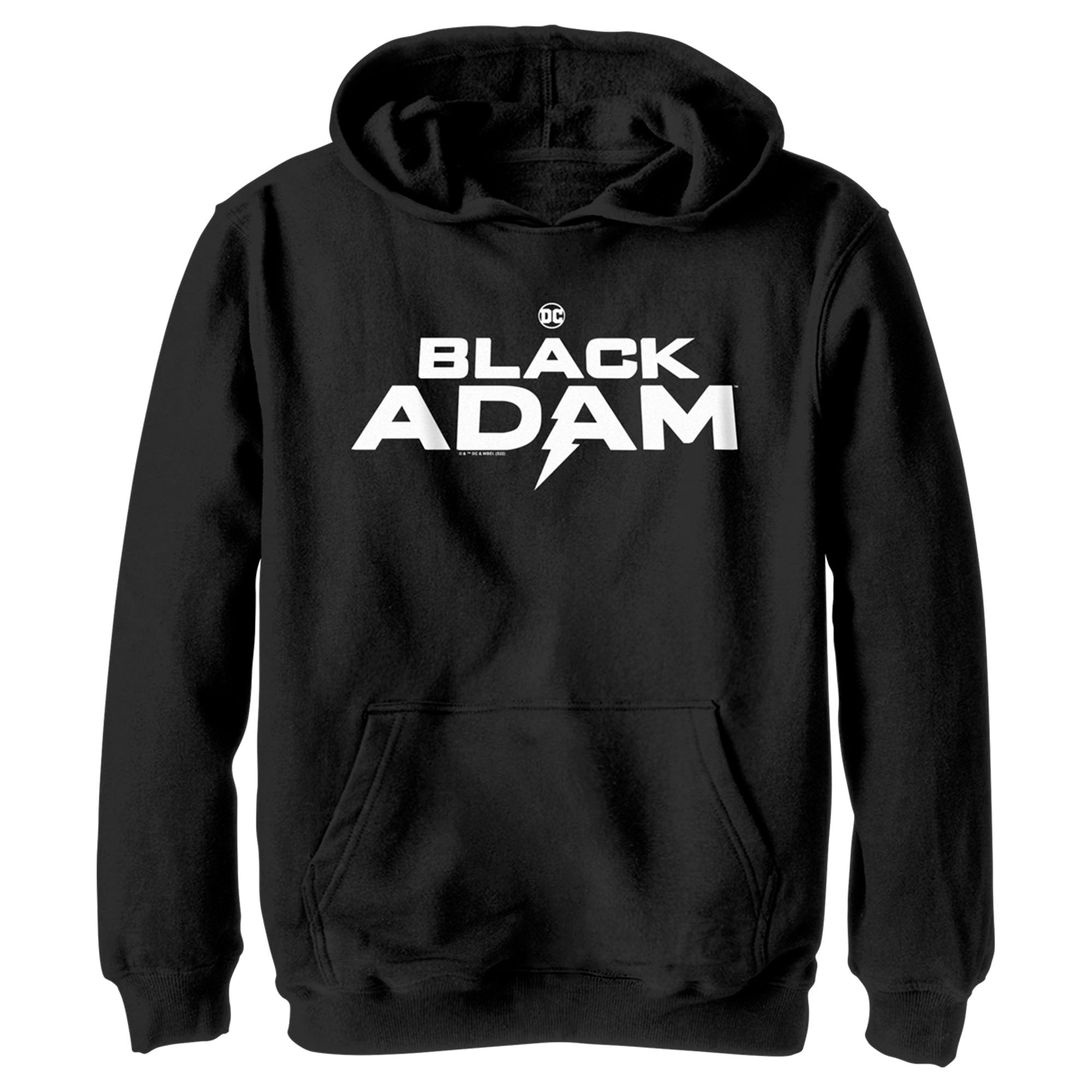 Boy’S Black Adam White Logo Pull Over Hoodie