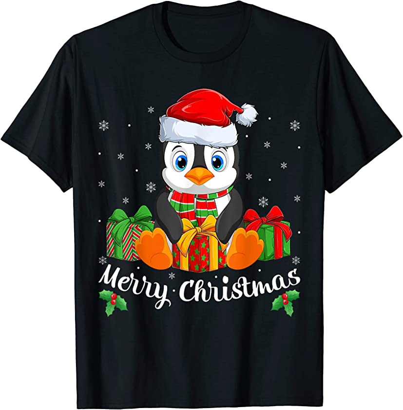 Merry Xmas Santa Hat Cute Penguin Christmas In July T-Shirt