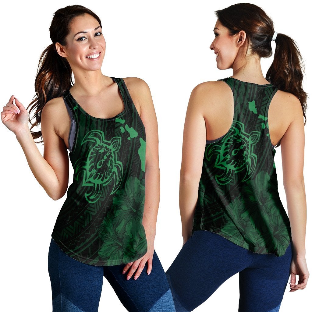 Hawaii Hibiscus Sea Turtle Swim Polynesian Racerback Tank Green Ha51166