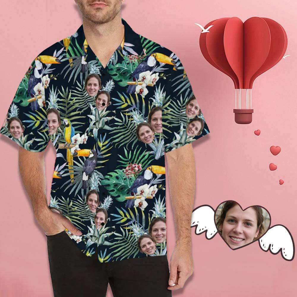 Flower Parrot Personalized Beard Face All Over Printed Custom Hawaii Shirt Ha46368