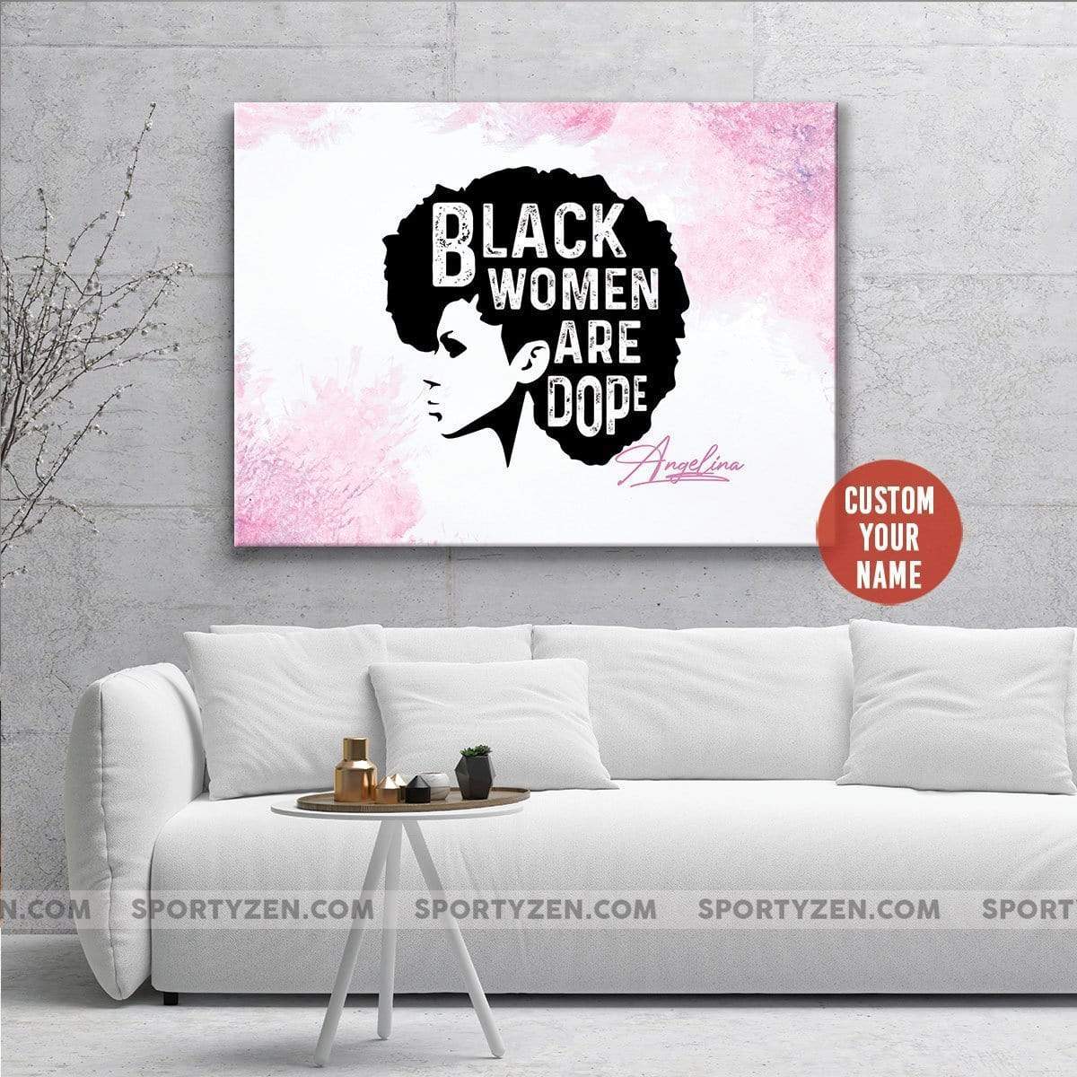 African American Custom Name u001du001dpink Canvas Prints Poster Print, Wall Art Canvas, Poster Canvas Wall Decor