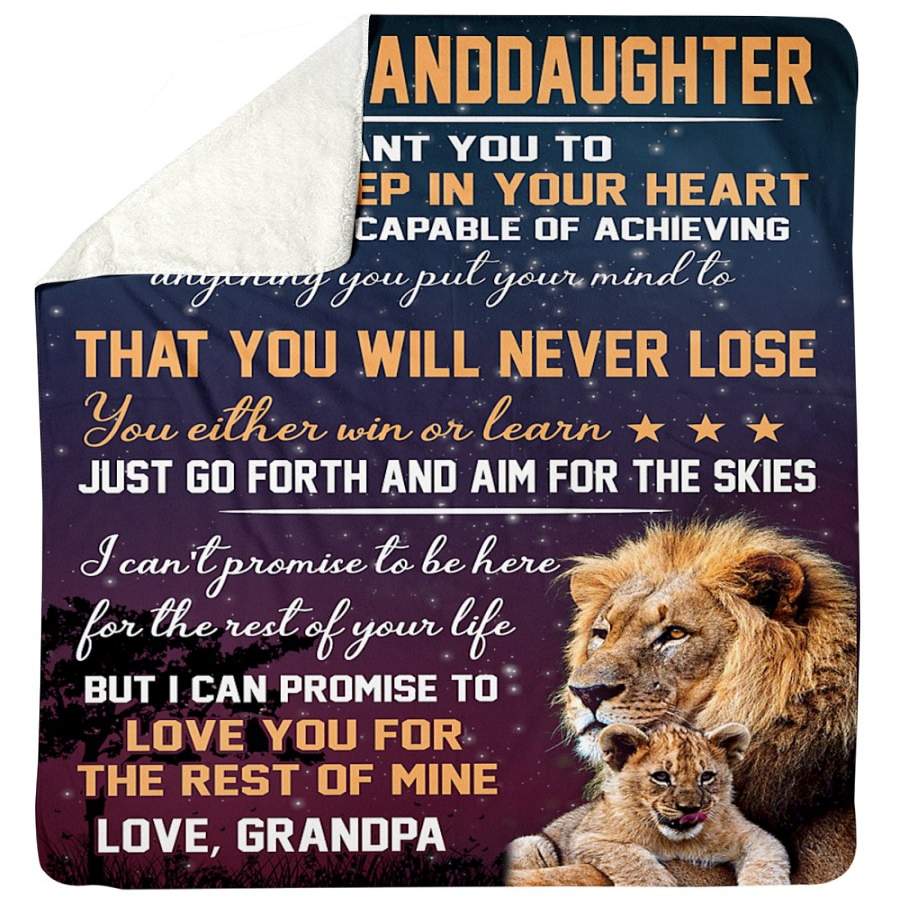 Lion Grandpa Hopes Granddaugter To Believe Deep In Her Heart Sherpa Blanket