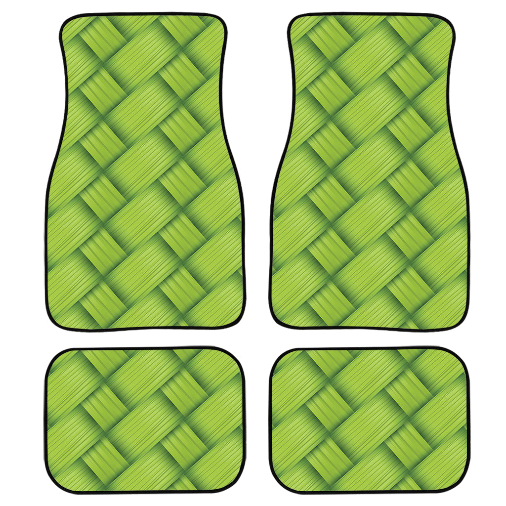 Green Bamboo Texture Print Front And Back Car Floor Mats, Front Car Mat