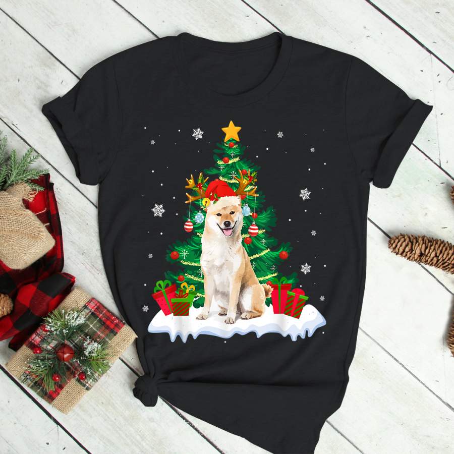 Funny Akita Inu Christmas Tree Gift Dog Lover Xmas T-Shirt