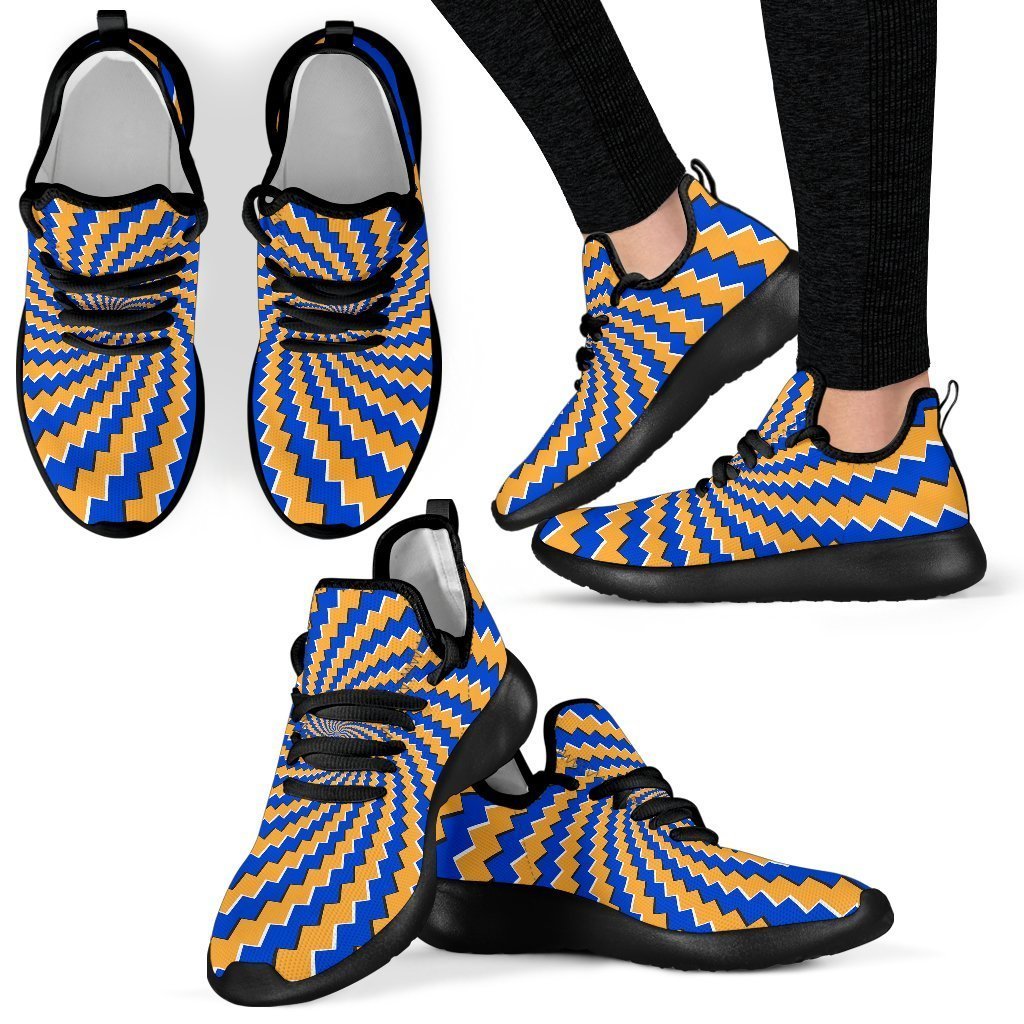 Yellow Spiral Moving Optical Illusion Mesh Knit Shoes