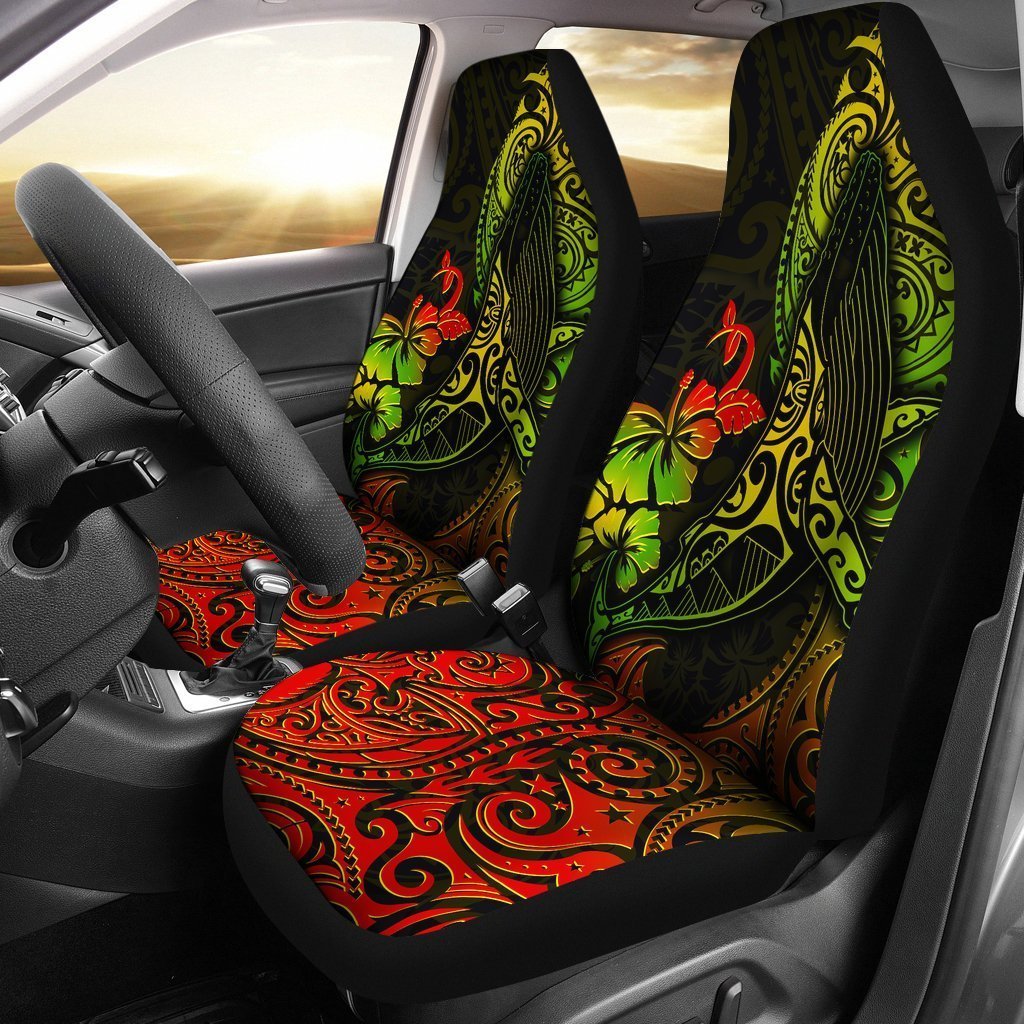 Hawaii Polynesian Car Seat Covers Hibiscus Humpback Whale Reggae