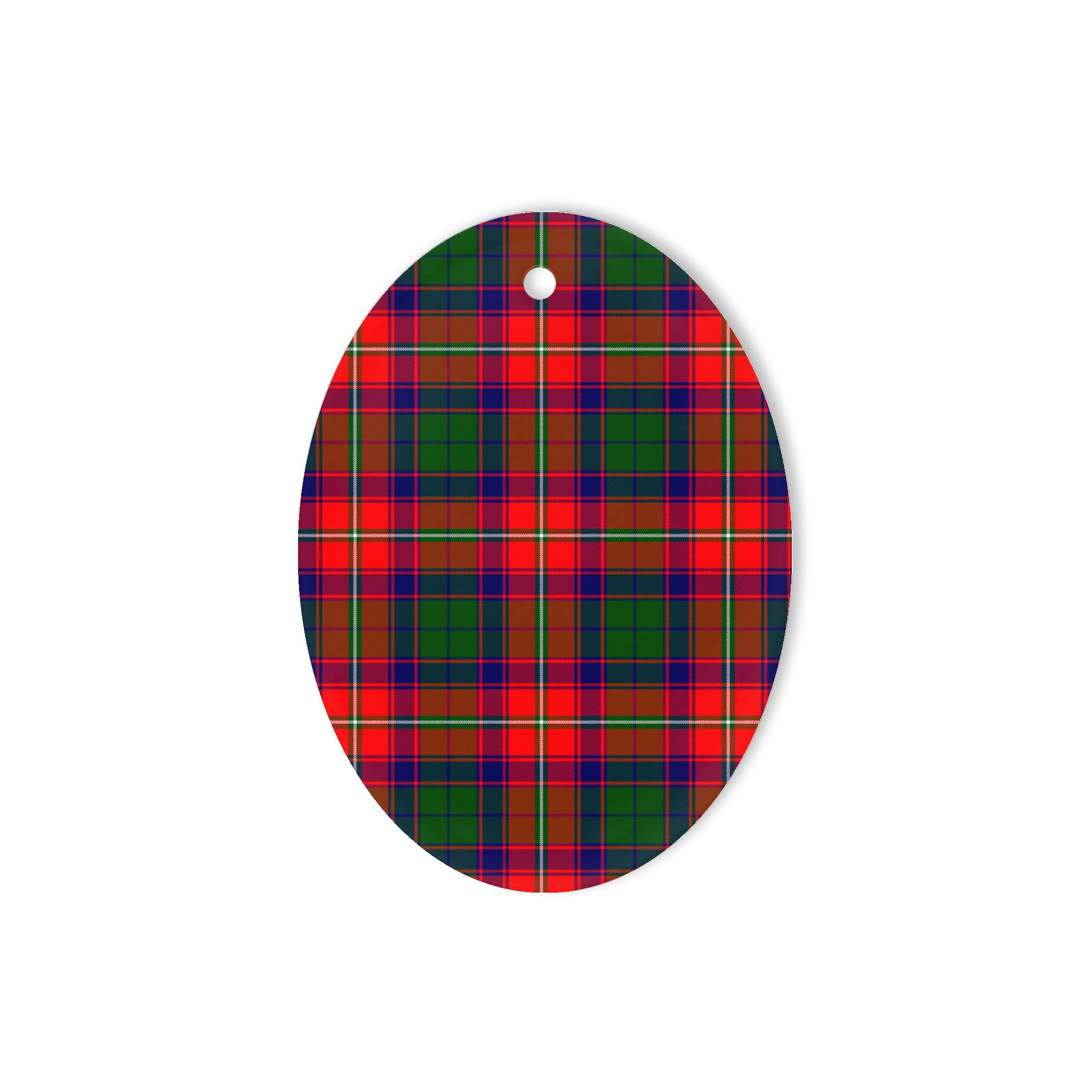 Wauchope Tartan Oval Ornaments, Christmas Tree Ornament, Plaid Christmas Ornaments, Ceramic Oval Christmas Tree Decoration