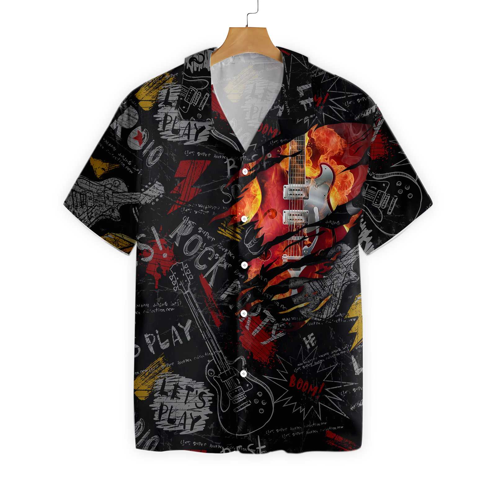 Burned Electric Guitar 0403 Hawaii Shirt Ha31076