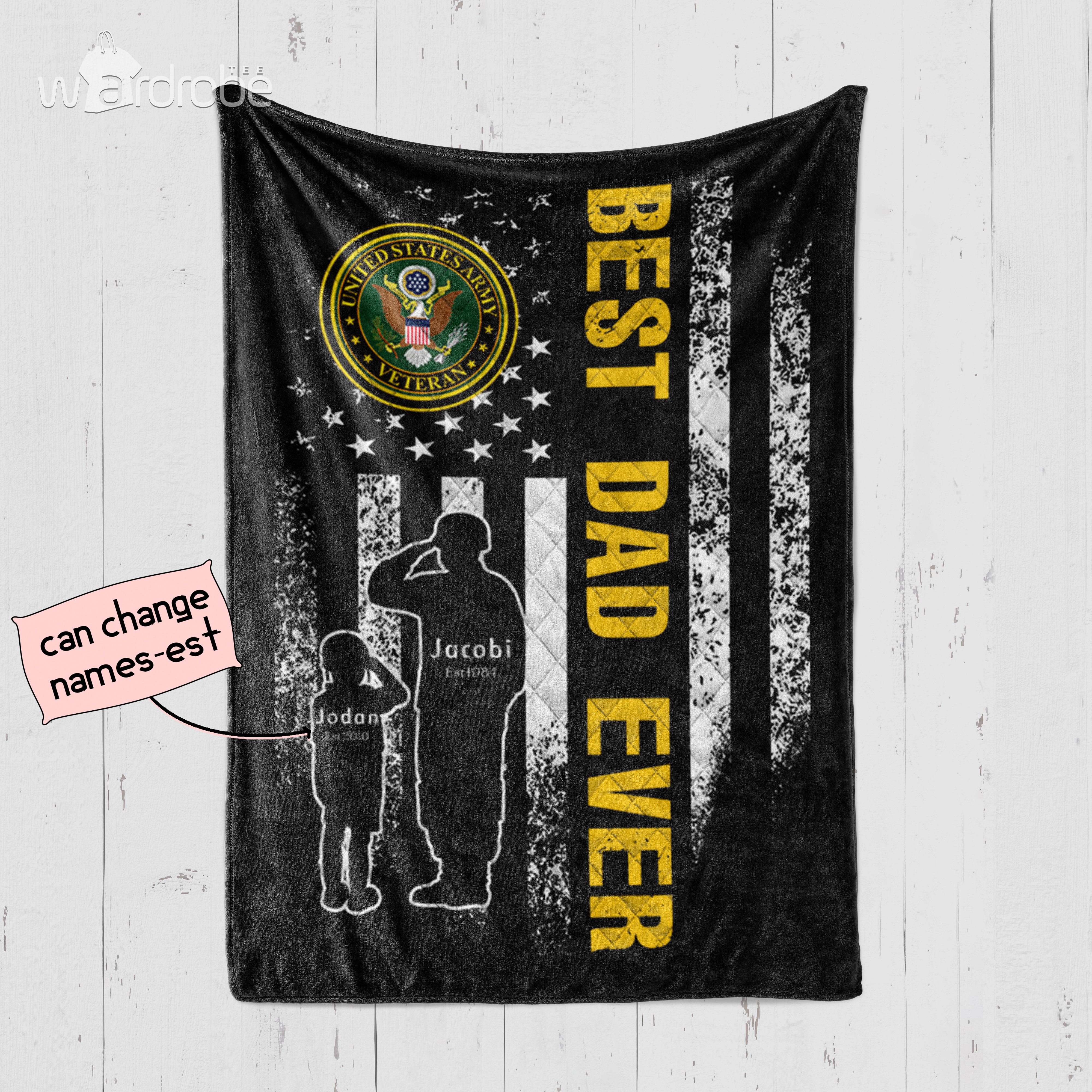 Personalized Father’s Day Gift Dad And Son United States Army Veteran – Quilt Blanket