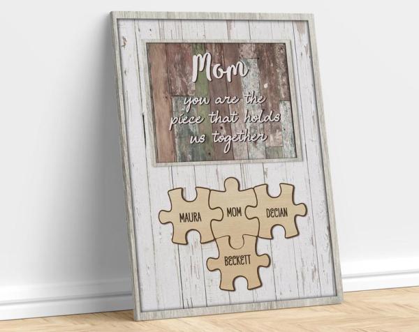 Personalized Mother’S Day Puzzle Piece Canvas