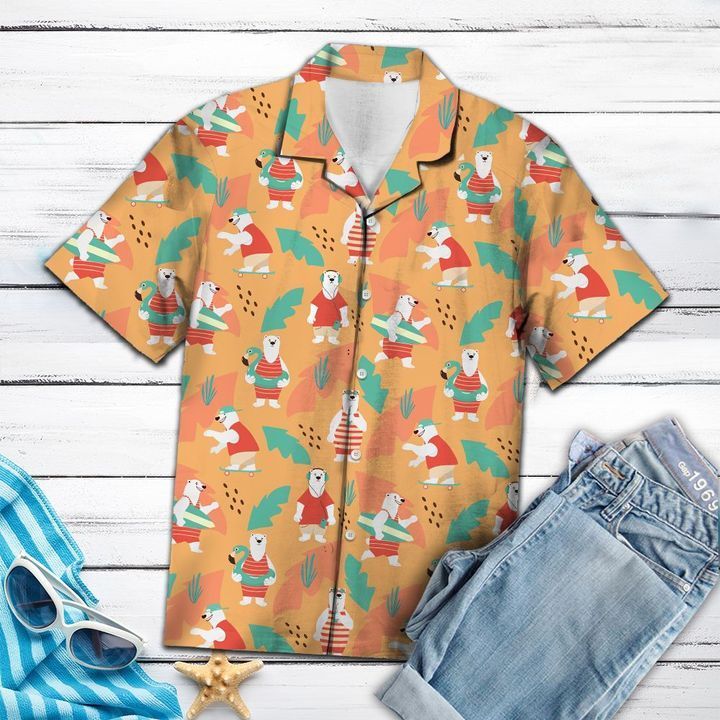 Polar Bear Summer Beach Hawaii Shirt For Men With Vibrant Colors Ha49560