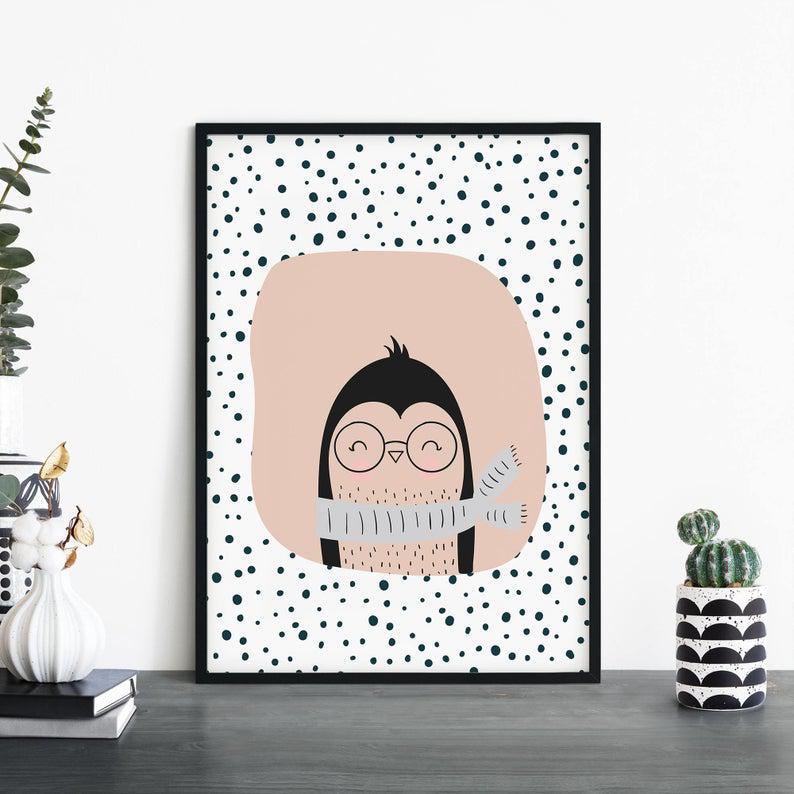 Penguin Poster Print Wall Art | Childrens Kids Boys Girls Nursery Bedroom