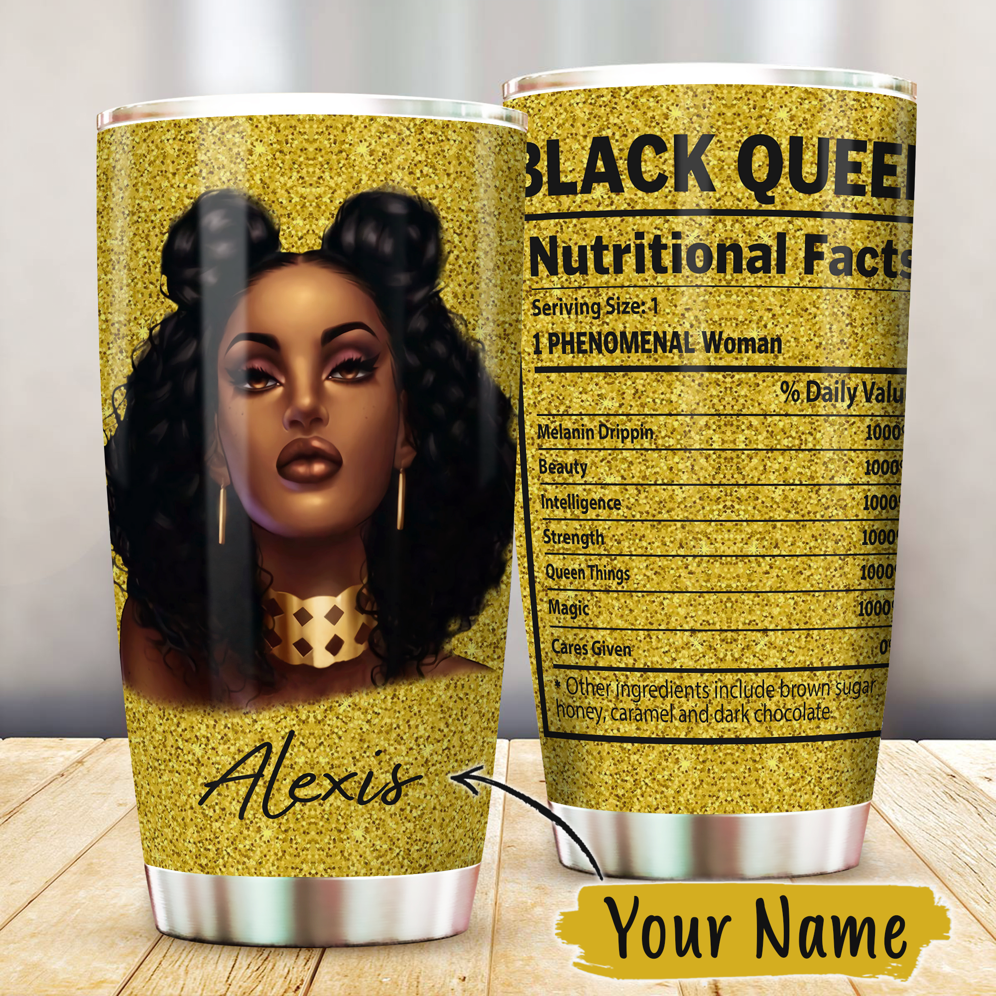 Black Queen Nutrition Facts Tumbler All Over Print