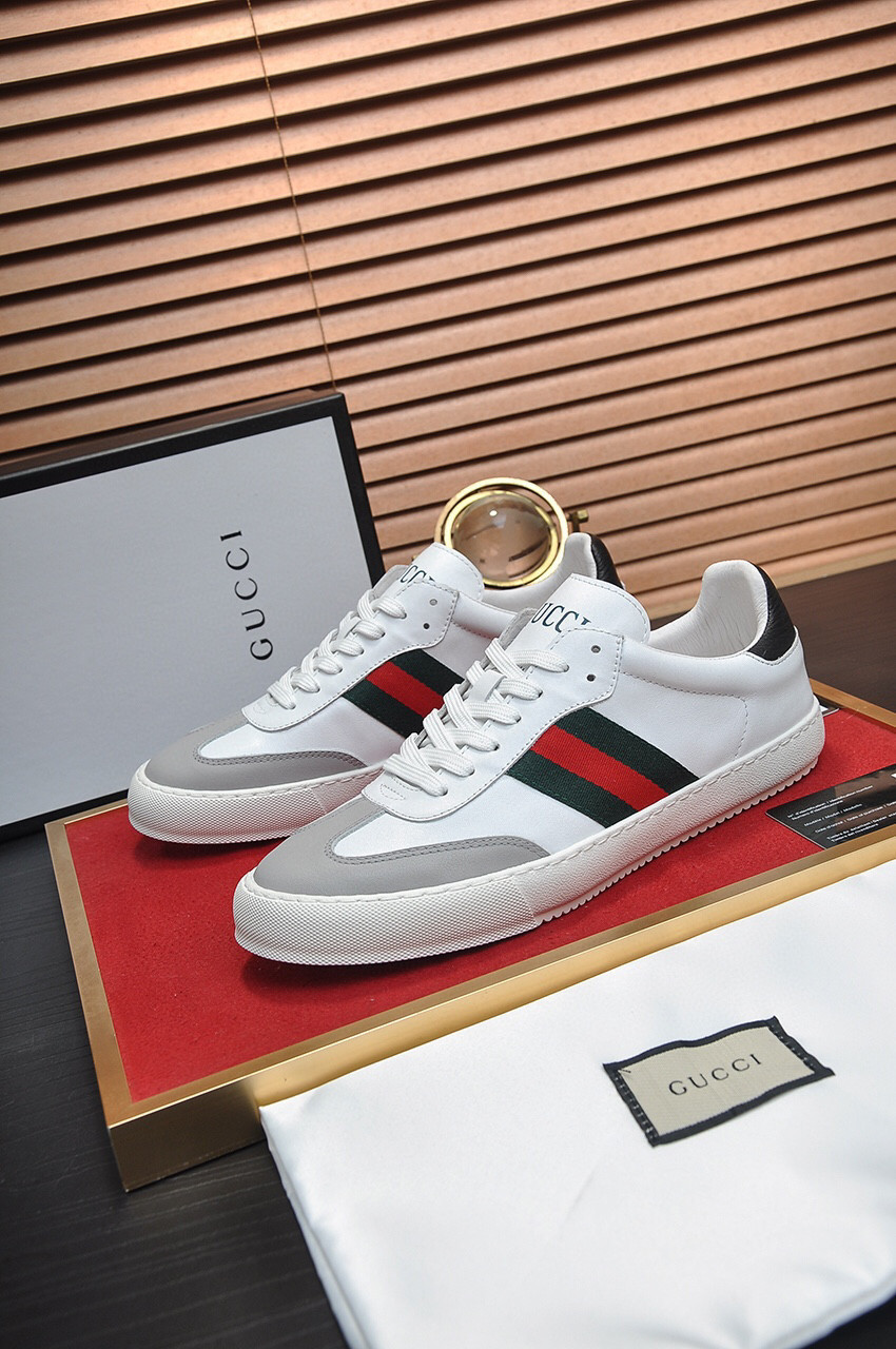 Gucci Ace Leather Sneaker In WhiteGrey, Men SNK156963276