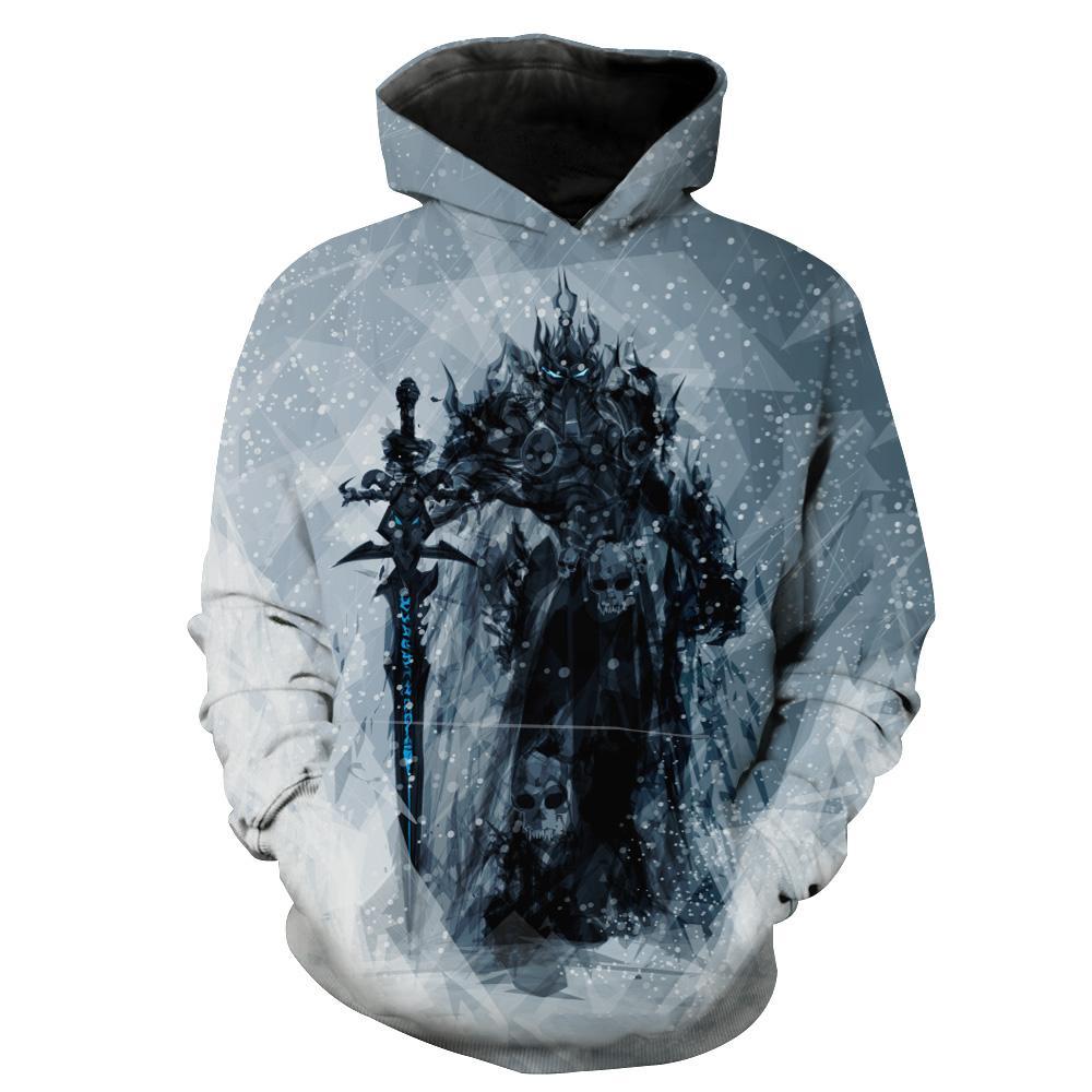 World of Warcraft Lich King Arthas Hoodies – Pullover  Grey Hoodie