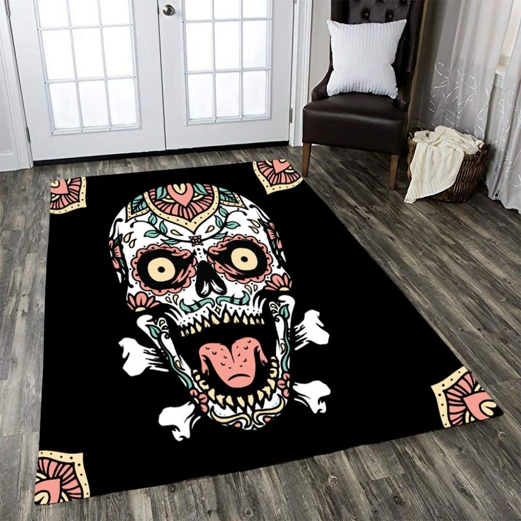 Skull Candy Bone Anti-Skid Plush Velour Area Rug | Ar1343