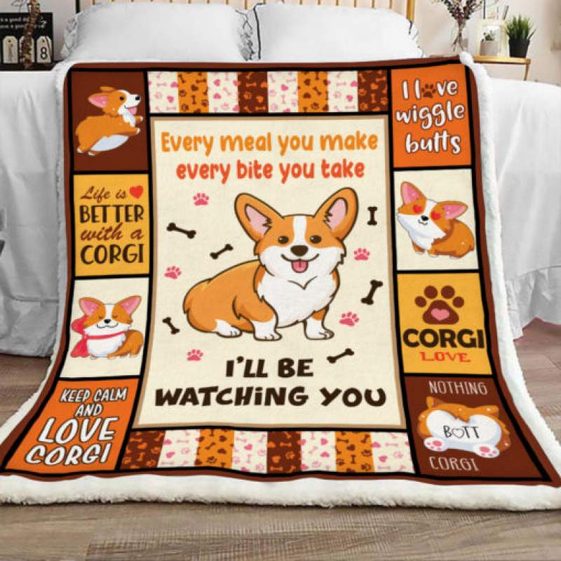 Corgi Dog Sherpa Blanket JR2101 78O53