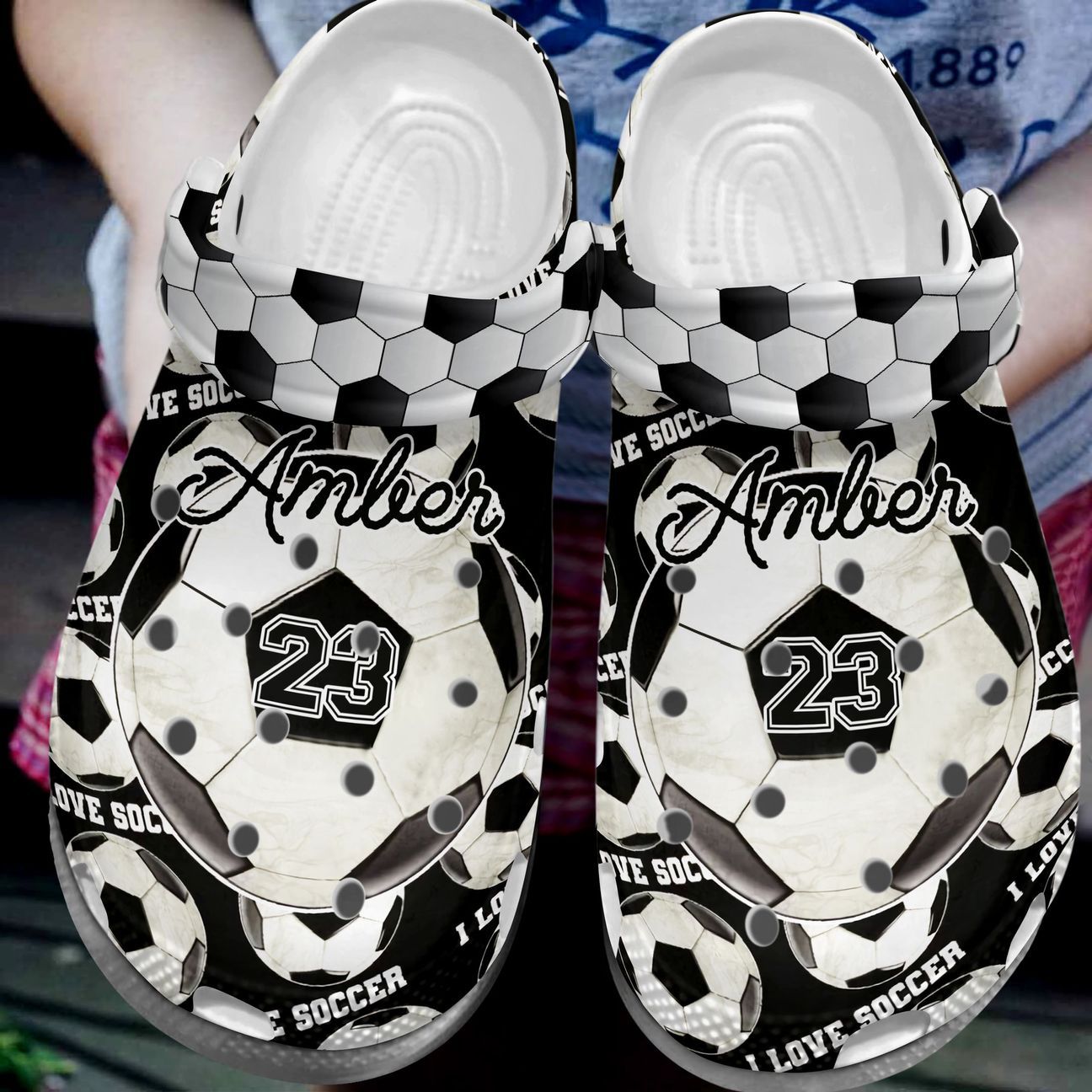 Soccer Personalize Clog, Custom Name, Text, Fashion Style For Women, Men, Kid, Print 3D I Love Soccer