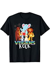 Vegans Rock Funny Vegan Cute Animal Band Retro 80s T-Shirt