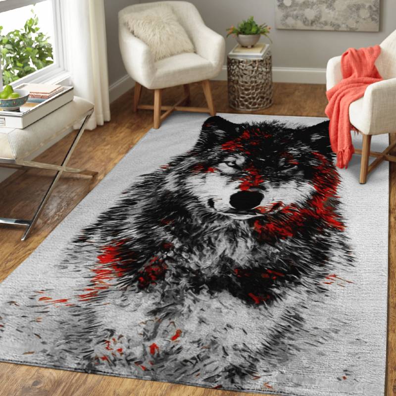 Wolf Red Black – Red&Black animals Area Rug Carpet