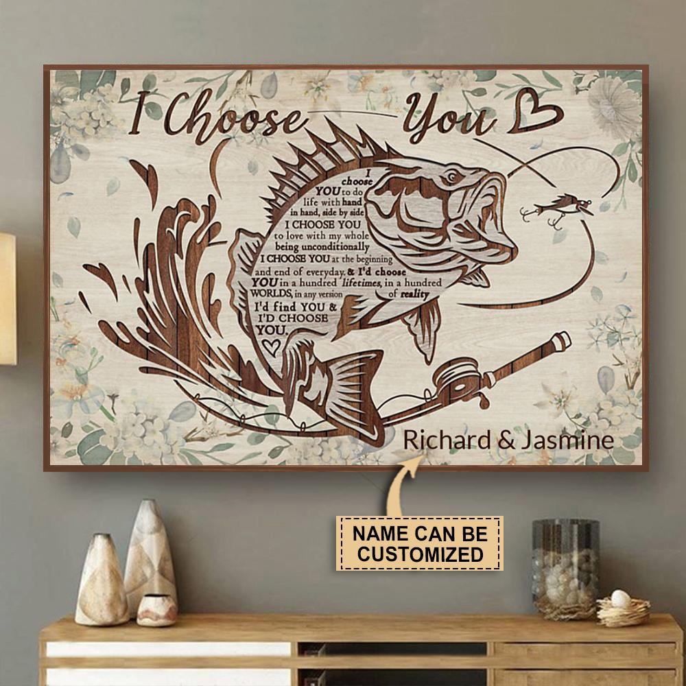 Aeticon Gifts Personalized Fishing Pallet I Choose You Canvas Mom Dad Gift Home Decor