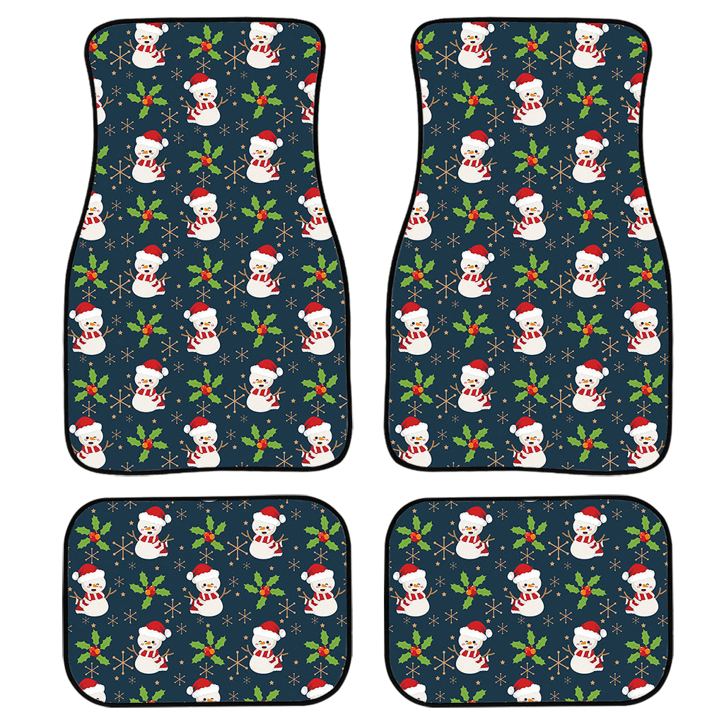 Santa Snowman Pattern Print Front And Back Car Floor Mats, Front Car Mat