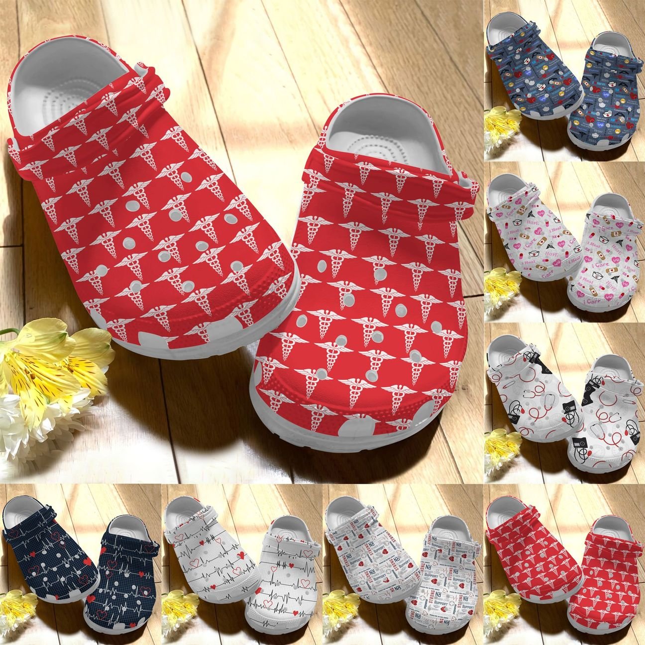 Nurse Personalize Clog, Custom Name, Text, Fashion Style For Women, Men, Kid, Print 3D Whitesole Nurse’S Love Pattern