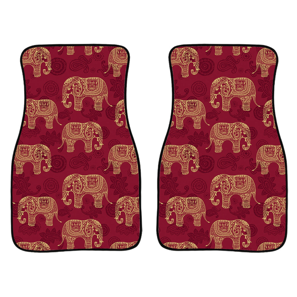 Gold And Red Boho Elephant Print Front Car Floor Mats