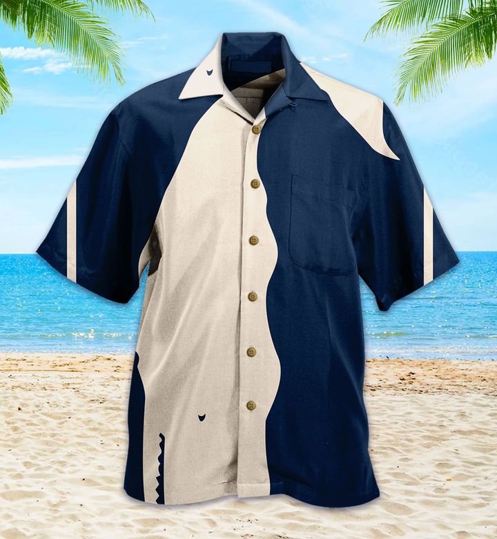 Navy And White Moby Whale Hawaiian Shirt 3D Summer Gifts