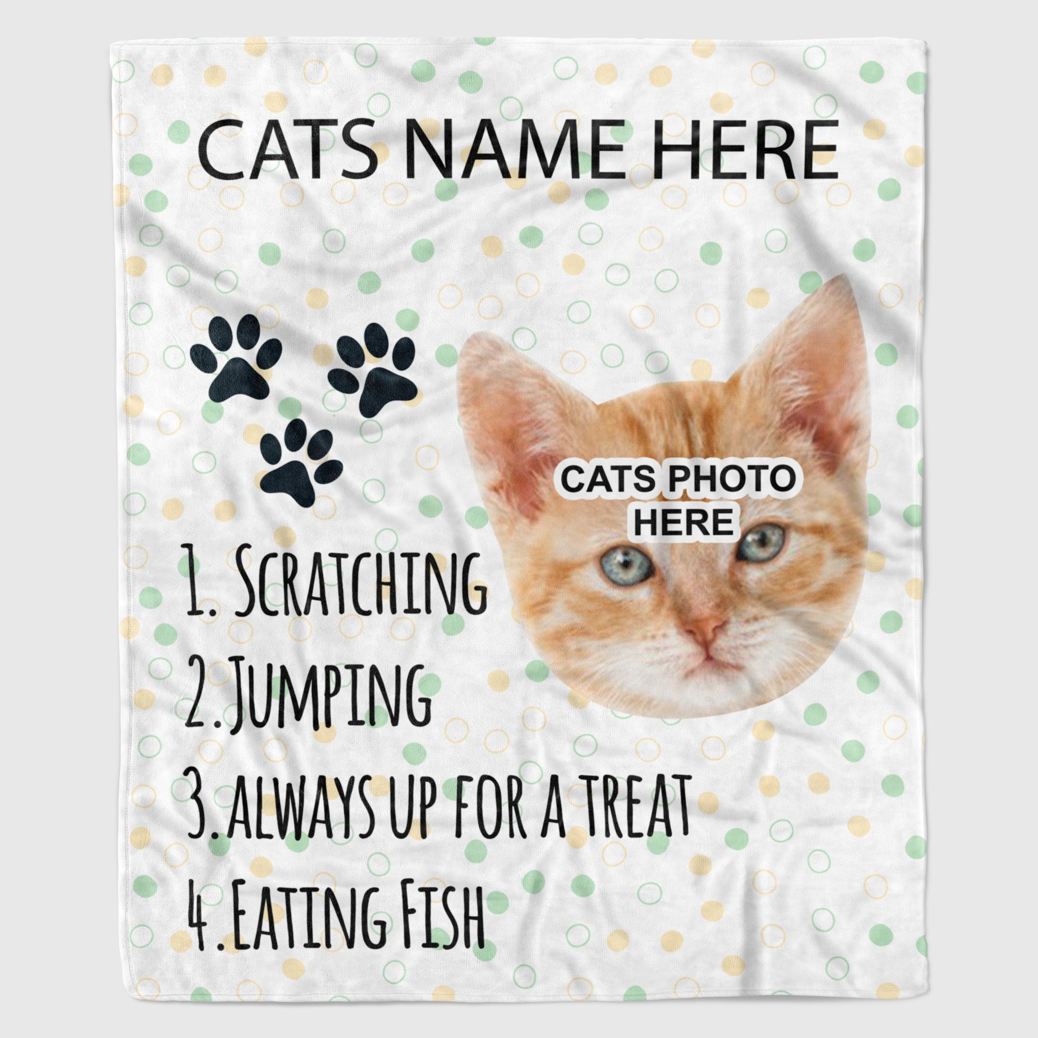 Custom Cat Face Name Photo Blanket