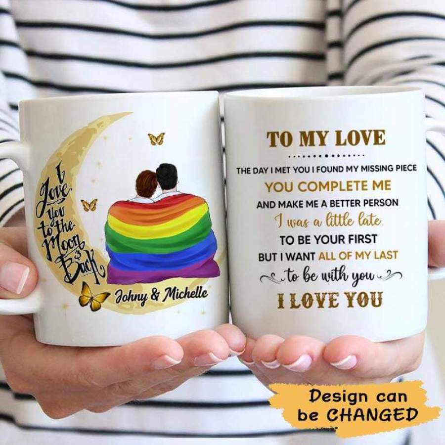 LGBT Couple Love To The Moon Personalized AOP Mug