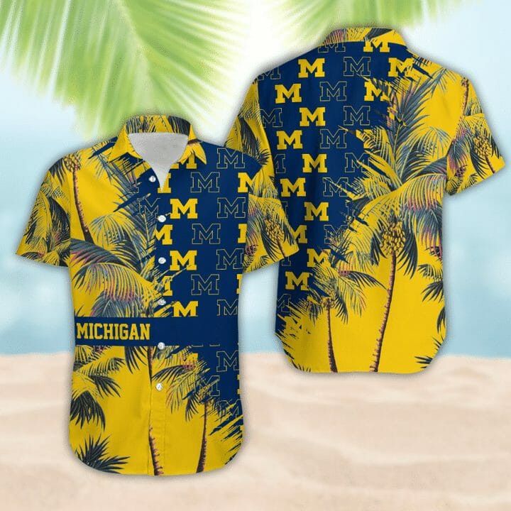 NCCA Michigan Wolverines Maize Blue Coconut Hawaiian Shirt