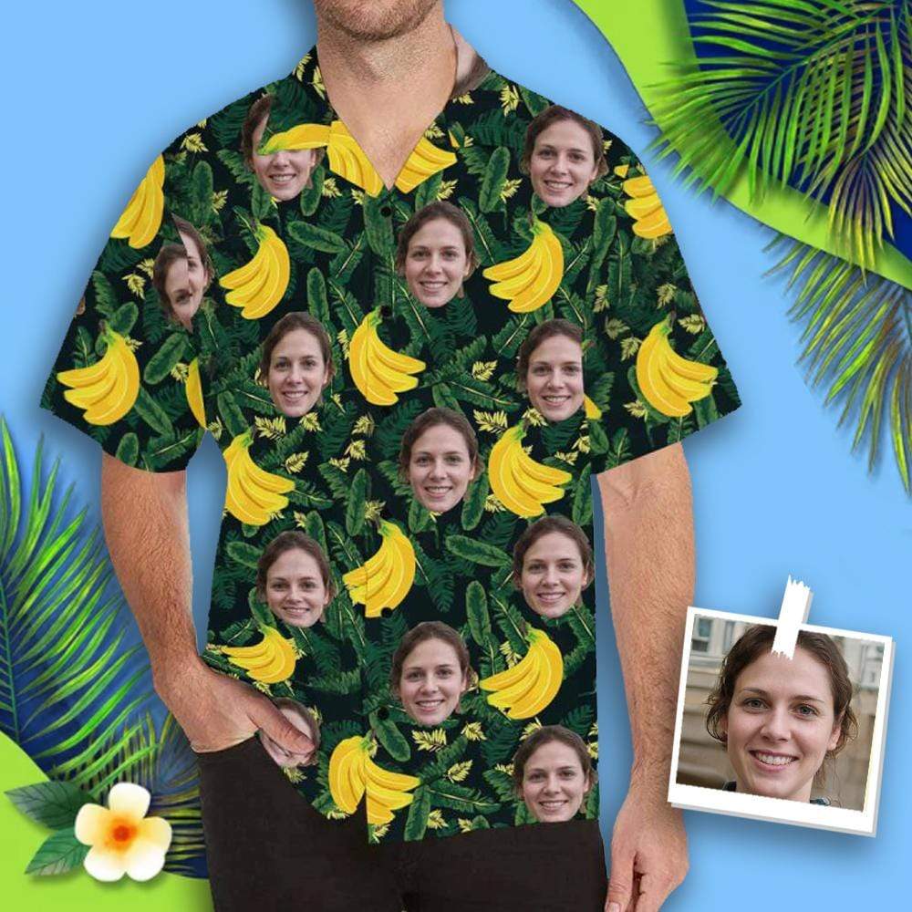 Custom Face Banana Green All Over Print Hawaii Shirt Ha64705