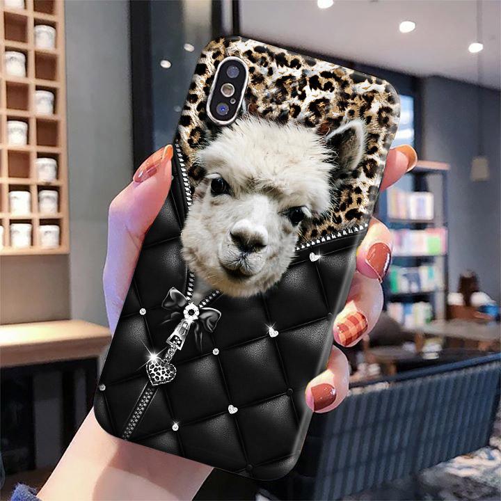 Alpaca Leopard Zipper Phone Case